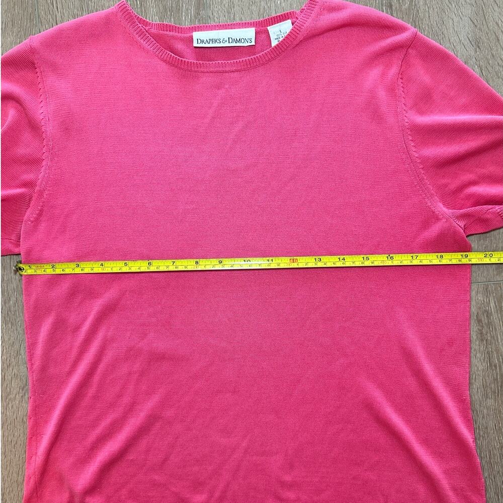 Vintage Drapers & Damons 100% Silk Pink Blouse Scoop Neck Office Top L - Picture 2 of 6